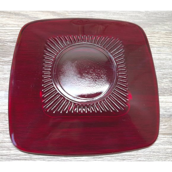 Vintage Anchor Hocking Royal Ruby Red Charm Glass Saucer 5.25" Plate Christmas - Picture 4 of 4